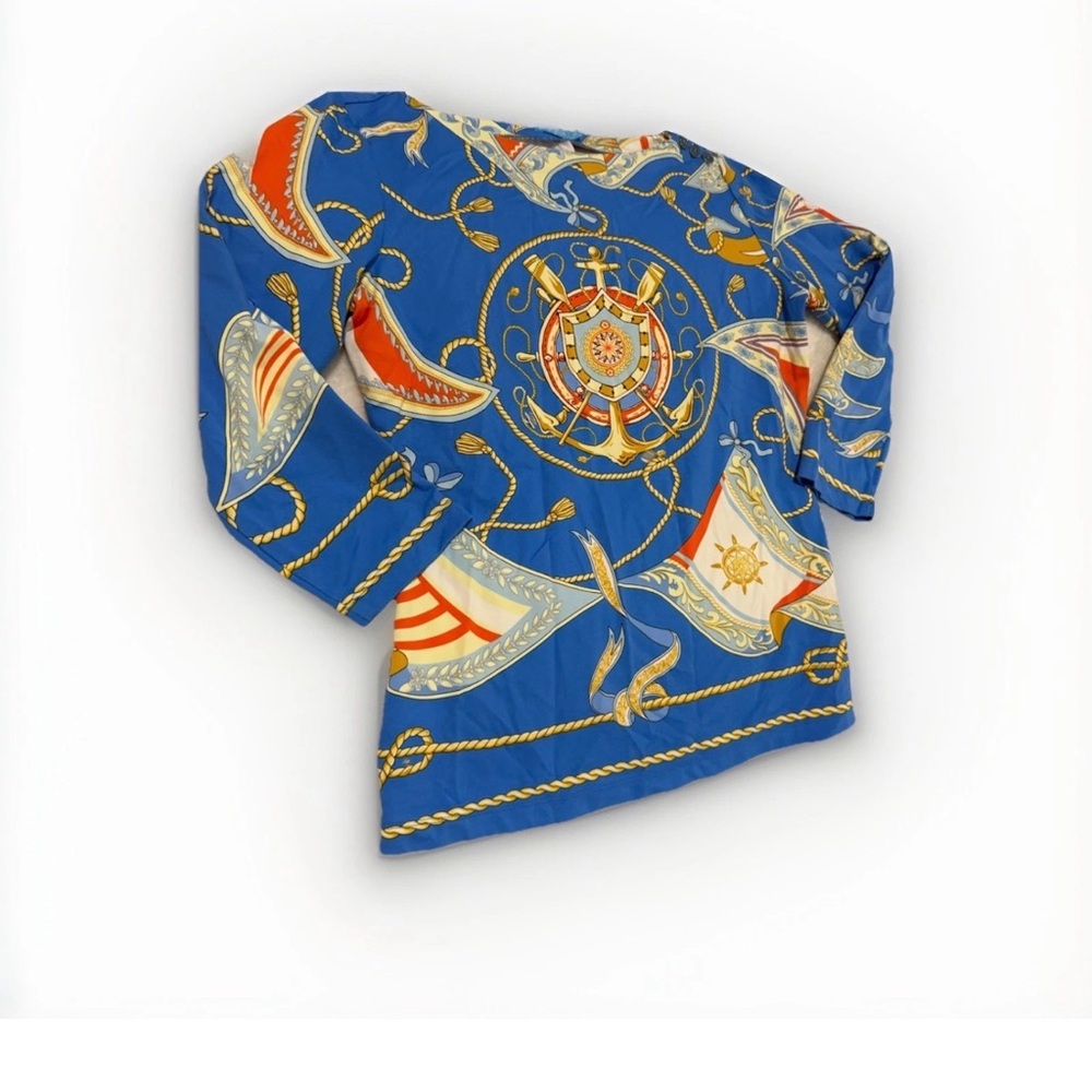 J. McLaughlin Blue and Gold shirt XS nautical - Picture 3 of 4